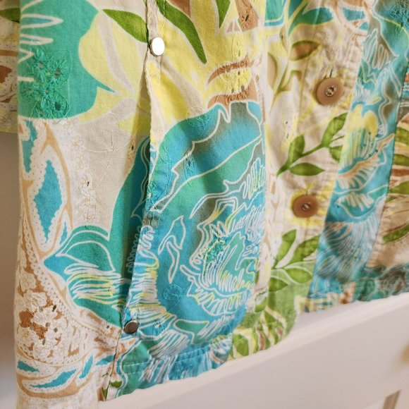 Allison Daly Tropical Button Shirt M/L - Picture 15 of 16